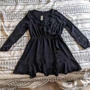 Long Sleeve Faux Wrap Dress